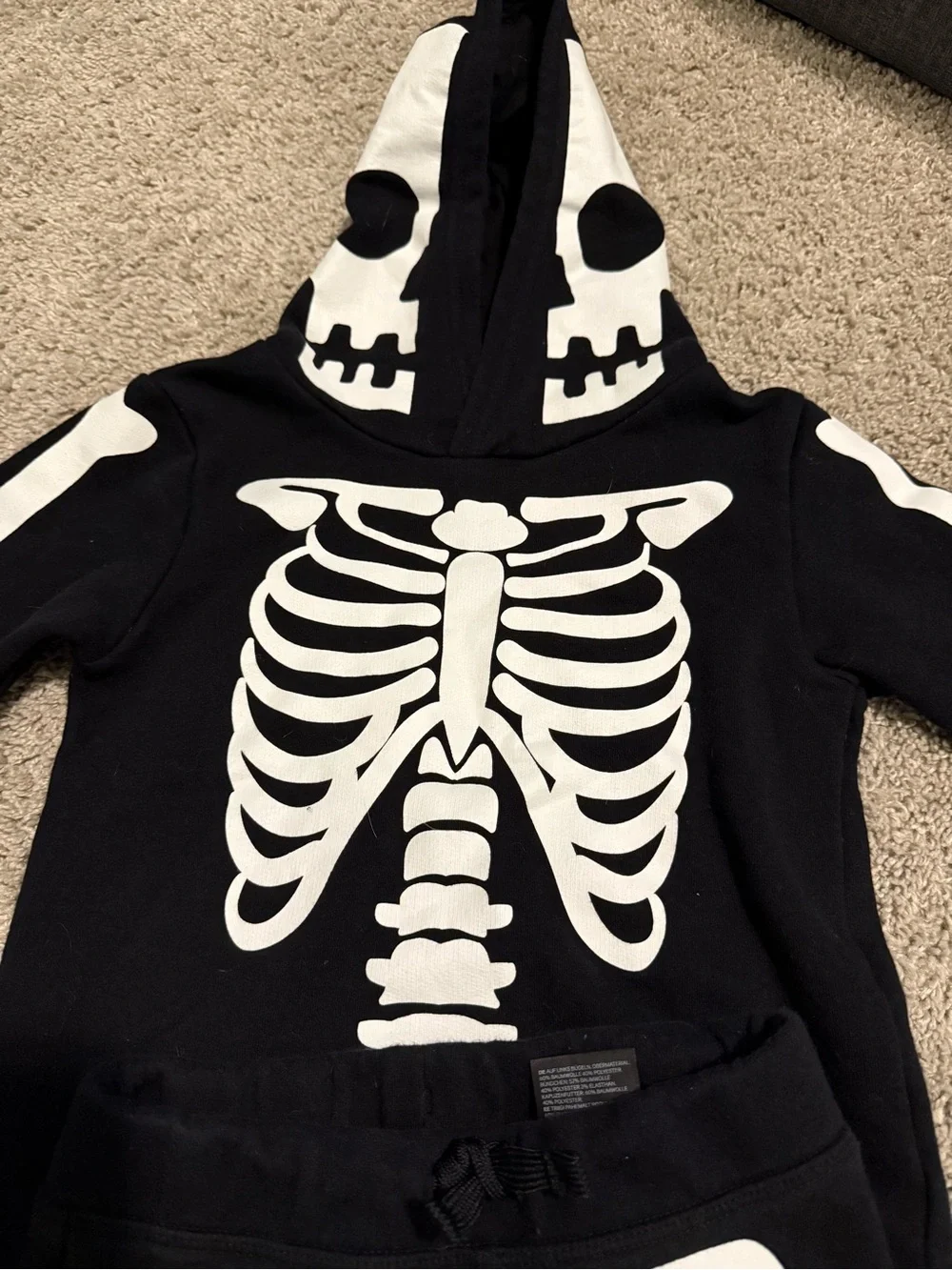 H&M Black and White Skeleton Hoodie & Jogger Set